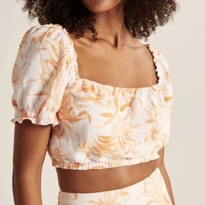 Abercrombie orange floral crop top